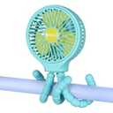 Portable Stroller Fan, USB or Rechargeable Battery Operated with 3 Speeds and 360Rotate, Cooling Clip On for Baby Crib Travel Car Seat Blue (4.5 Inch)