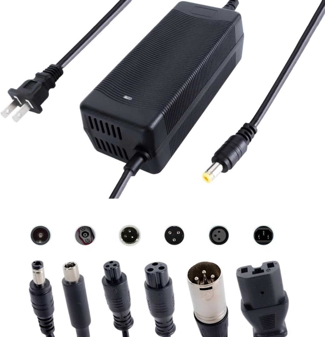 29.4V 2A/1A Fast Battery Charger 7 in 1 Plugs Universal Universal for 24V 25.2V 25.6V 25.9V Lithium Battery, 7S Lithium Battery Replacement Charger for Gotrax,Jetson,Razor,Ninebot,etc