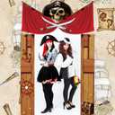 Hahafelt Pirates Door Banner Pirate Party Decoration Captain Hat Skull Crossed Swords Door Banner Nautical Porch Sign Hanging Wall Decor for Treasure Hunt Birthday Halloween Photo Prop Supplies