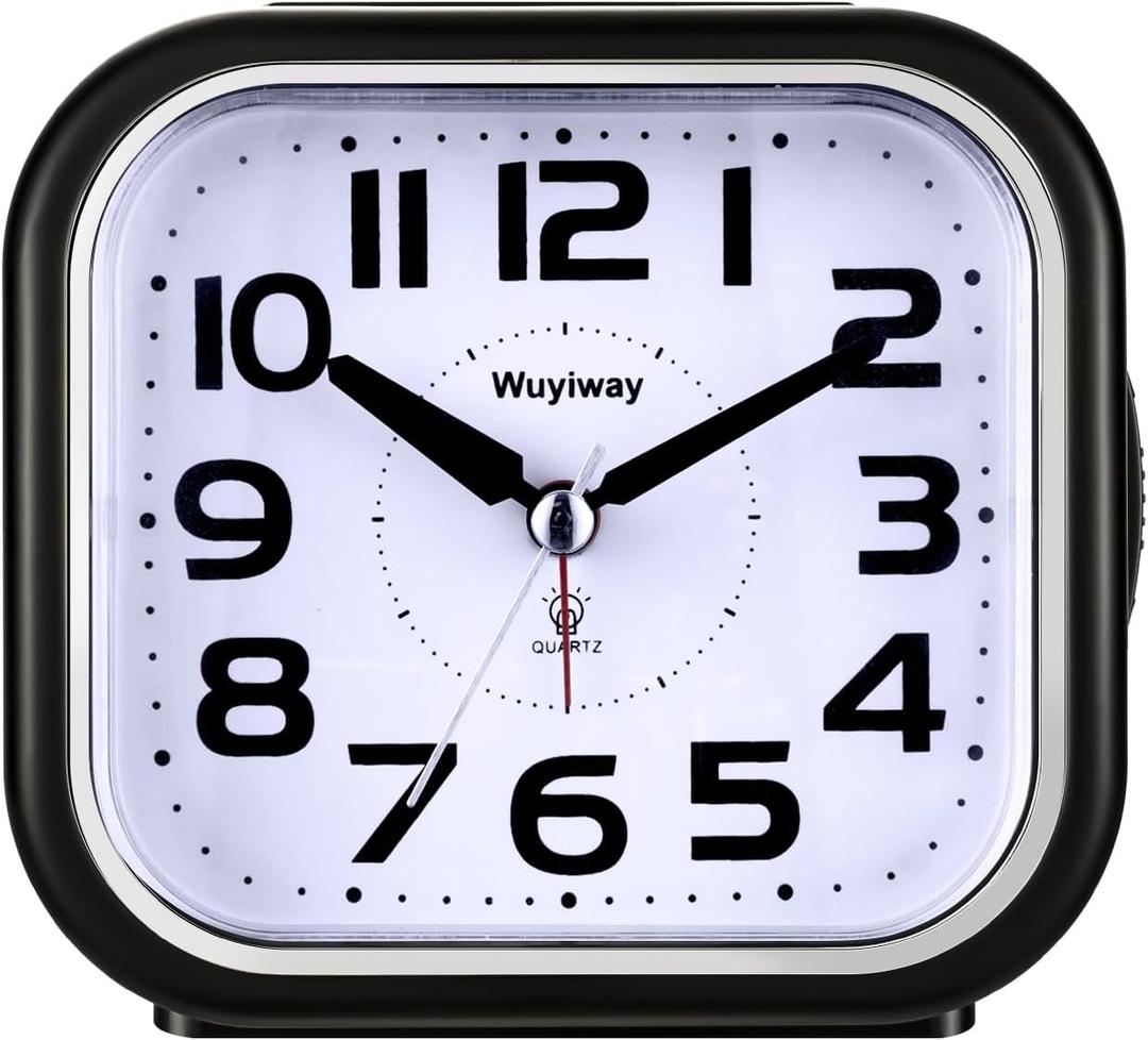 Loud Alarm Clock for Heavy Sleepers,Battery Operated, Big Numbers Readable for Seniors, 4.3 Inches Analog Alarm Clocks for Bedrooms and Home, Snooze, Lighted on Demand, Black