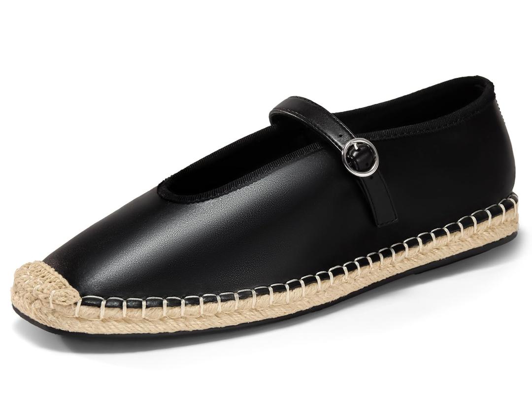 ZBY Black Mary Jane Espadrille Flats, 7