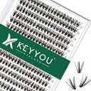 KEYYOU Lash Clusters 300pcs Individual Lashes, 30D 0.07D Curl 13mm DIY Eyelash Extension, Soft & Natural Volume Cluster Lashes with Large Tray