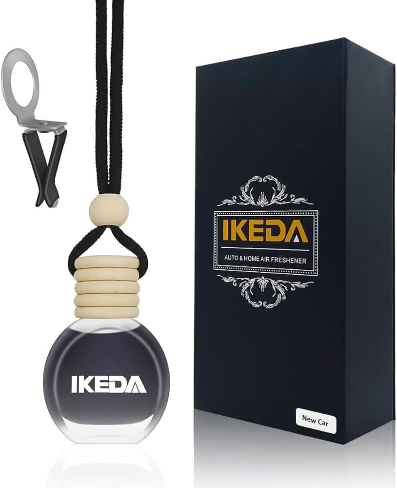 2 x Car Air Fresheners for Men | 10ml Air Freshener | Strong Perfume Hanging Diffuser with Odour Eliminaor Technology | Car Accessories | Car Scents Air Fresheners by Ikeda (Square, New Car)