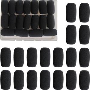 18 Pack Mini Foam Windscreen for Headset Microphone - High Density Mic Covers for Protection of Lavalier Microphones
