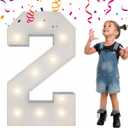 3FT Light Up Numbers Letters, Mosaic Numbers for Balloons, Giant Mosaic Balloon Number 2 for 12th 20th 21st Birthday Decorations, Anniversary Party Decor, 2 Year Old Party Decorations