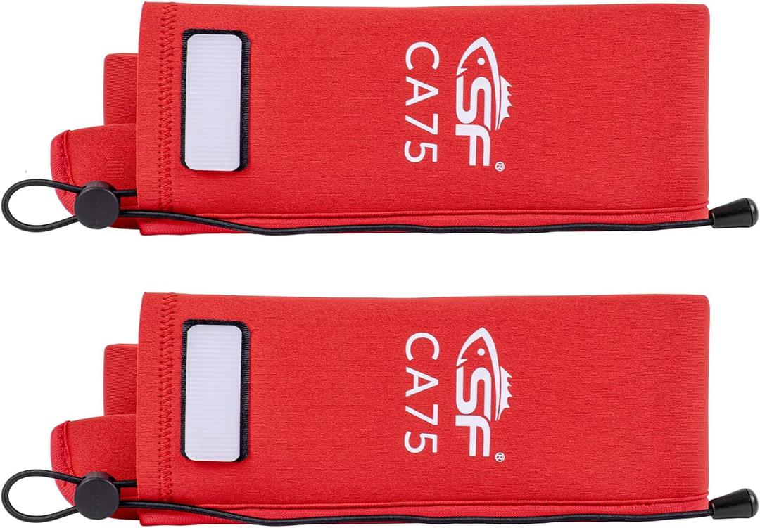 SF Neoprene Fishing Rod Sleeve Rod Cover for Casting, Spinning, Trolling Fishing Rods Protect Cover Floating Rods Storage Case,Hook Resistant (Length:75", Red-2)