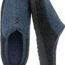GOEWY Mens Two-Tone House Slippers with Memory Foam Cozy Warm Slip On House Shoes for Indoor Outdoor Gifts for Men Him Dad (9-10, Blue Heels)