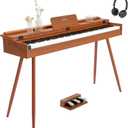 STRICH 88 Key Digital Piano, Hammer-Action Weighted Keyboard, Full Size Desk Cover Electric Piano Keyboard with Stand, 25Wx2 Speakers, Headphones, Three Pedal, SDP-350S(Color Mahogany)