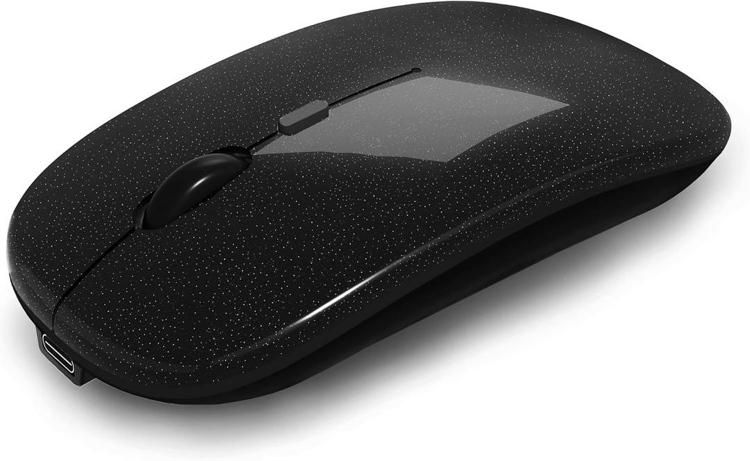 Wireless Bluetooth Mouse Rechargeable Laptop Mice Use Portable(Bluetooth5.2 and USB 2.4G) Dual Mode Connection Silent Slim Computer Mouse for Laptop/iPad Tablet/Apple MacBook/PC(Bright Black)
