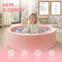 Wilwolfer Foam Ball Pit for Toddlers, Large Baby Ball Pit for Babies with Soft Memory Sponge, Indoor Outdoor Baby Playpen, Kids Play Ball Pool, Gift Toys for Infants Boys and Girls (Pink, NO Balls)
