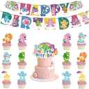26pcs Care Cute Bear Birthday Party Supplies - Set Includes Banner, Cake Toppers, Party Decorations for Boys & Girls