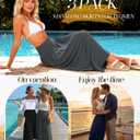 Ficerd 3 Pack Maxi Long Skirts for Women, Ankle Length High Waisted Pleated Flowy a Line Summer Casual Skirts with Pockets(Black, Dark Gray, Navy Blue,Large)