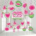 Pajean 51 Pieces One in a Melon Hanging Swirl Decorations Watermelon Birthday Party Decorations Pink Sweet Watermelon Party Supplies for Girls Hole in One Birthday Party, Baby Shower