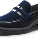 Bruno Marc Men's Tuxedo Patent Loafers Classic Velvet Slip-on Dress Shoes (11, Blue)