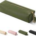 Mr. Pen PU Leather Pencil Pouch - Green, Small, Aesthetic & Cute Pencil Case for School