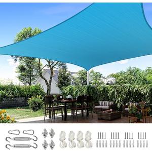 Quictent 20X20FT 185G HDPE Square Sun Shade Sail Canopy 98% UV Block Outdoor Patio Garden with Hardware Kit (20 x 20 ft)