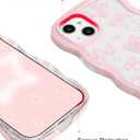 Aitipy for iPhone 14 Plus/15 Plus Case, Wavy Frame Cute Ribbon Bowknot Pattern Aesthetic Transparent Back Soft TPU Shockproof Phone Case for Women Girls, Pink