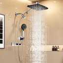 Veken 11.8" Rain Shower Head with Handheld, High Pressure Handheld Shower with Multi Spray Modes, Rainfall Combo with Metal Extension Arm, Detachable Dual Showerhead, Bathroom Decor, Chrome Silver (11.8 Inch(Upgraded) +22% Mixed Mode Flow)