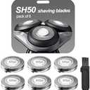 SUPERNB SH50 Shaver Replacement Heads Compatible with Philips Norelcos Series 5000 Razors, Rotary Replacement Blades with High Performance - Fast, Smooth and Close, 6Packs.