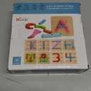 kizh Wooden Letter and Number Construction Activity Set Educational Preschool Toys Shape Color Recognition Pegboard Sorter Set Board Blocks Stack Sort for Toddler Kids Boys Girls Toy