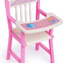 BABESIDE Baby Doll High Chair Toy Dining Chair for 10-12 Inch Dolls, Pretend Play Baby Doll Toy High Chair