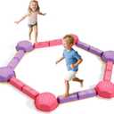 18 Pieces Non-Slip Balance Beam Stepping Stones for Kids 3 Years + Stackable Obstacle Course Balance Board for Toddlers Thicken Plastic Hold up 220LBS Indoor Outdoor Sensory Toy