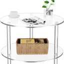 Acrylic Coffee Table, Small Round Modern Coffee Table for Living Room,23.6" D x 23.6" W x 16.5" H (Clear)