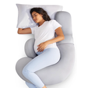 Momcozy Cooling Pregnancy Pillow,Original F Shaped Maternity Pillow for Pregnant Women with Adjustable Wedge Pillow, Full Body Support Pregnancy Pillows for Side Sleeping with Velvet Cover, Light Grey