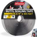 XFasten Butyl Tape RV Black, 3/4 in x 45 Ft, 1/8 in Thick EDPM Rubber Sealant Tape - Roof Patching, Boat Sealing, Leak Proof Butyl Putty Tape