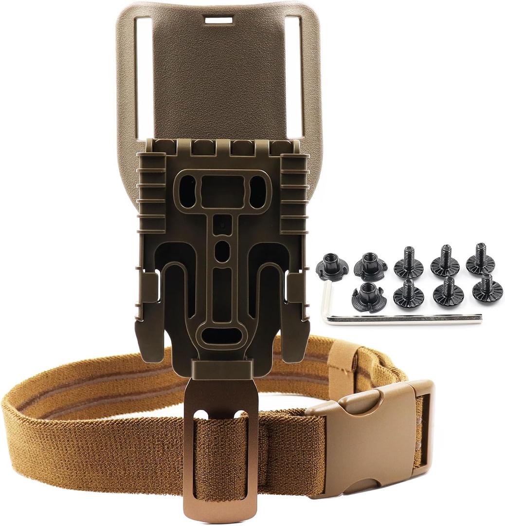 Qls Quick Locking System Kit with Locking Fork & Receiver Plate & 2.2" Mid Ride Belt Loop & Drop Swivel Adapterhe, with Thigh Strap for Holster