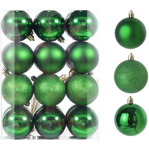 24ct Mini Christmas Balls Ornaments for Xmas Christmas Tree - Small Shatterproof Decor Hanging Ball for Holiday Wedding Party Decoration 1.18 Inch/30mm, Green