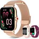 Iaret Smart Watch for Women(Call Receive/Dial), Fitness Tracker Waterproof Smartwatch for Android iOS Phones 1.7" HD Full Touch Screen Digital Watches with Heart Rate Sleep Monitor Pedometer