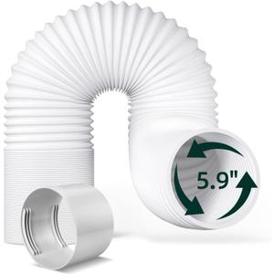 Portable Air Conditioner Hose with Coupler, 5.9"/59"Length Universal Anti-Clockwise AC Exhaust Vent Hose Extension