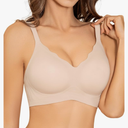 Momcozy Wireless Seamless Bras for Women, Ultra-Comfort Everyday T-Shirt Bras, Breathable Maternity Bras with Scallop Edges, XL