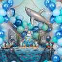 Shark Party Decorations Set Fish Net 39 Inches Inflatable Shark blue Balloons Decorative for Under the Sea Ocean Nautical Themed Birthday Party Decor Favors Supplies