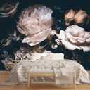 MFWFM Dark Floral Wallpaper Peony Wall Mural Room Wall Decor(Not Peel n' Stick) 141" x 96"