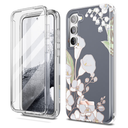 SURITCH for Samsung Galaxy S23 Plus Case, [Builtin Screen Protector] [DualLayer Protection ] Full Protection Shockproof Rugged Bumper Phone Cover for Samsung S23 Plus 6.6 Inch  White Calla Lily