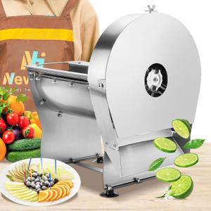 Newhai 0-10mm Commercial Onion Slicer Potato Chips Slicer Sweet Potato Slicer Tomato Slicing Machine Electric Cabbage Shredder Machine Vegetable Fruit Slicing Machine 0-0.4 Stainless Steel