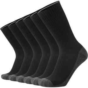 ONKE Max Full Cushion Crew Socks for Men Heavy Duty Work Boot Steel Toe Workout Athletic Thick Warm Moisture Wicking Control (Black, XL)