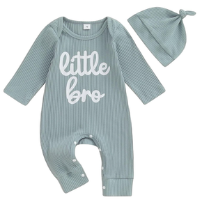 Newborn Baby Boy Clothes Little Brother Romper Jumpsuits One Piece Infant Coming Home Outfit 1Pcs Clothing Set, Size 60
