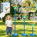 Standing Bubble Machine for Kids Outdoor, Whale Bubble Torch with Light Lamp Music, 47" Adjustable Height Automatic Bubble Blower Maker Fountain Tower, Stand Up Outside Bouncer Handheld Lanterns Toys