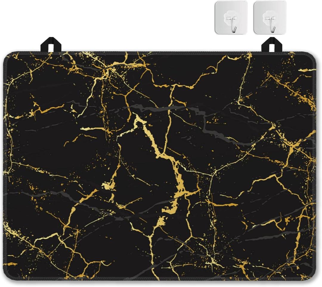 Electric Stove Top Cover Protector  Black Gold Marble Texture Glass Flat Top Stove Mat Oven Induction Cooktop Mat for Ceramic Countertop Mats Heat-Resistant Dish Drying Mat