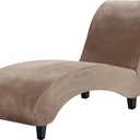 H.VERSAILTEX Chaise Lounge Cover Indoor Velvet Chaise Slipcover High Stretch Lounge Chair Cover Luxury Armless Chaise Cover for Living Room, Machine Washable, Taupe