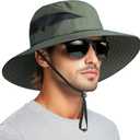 PFFY Sun Hats for Men Women Wide Brim Bucket Hat UPF 50+ Outdoor Beach Hiking Fishing Hat