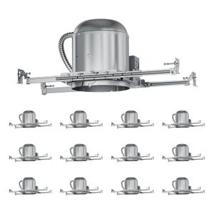 12 Pack 6 Inch Can Light Housing, New Construction Recessed Lighting Housing, Air Tight,E26 Base,90 Rotation Hanger Bars, IC Rated ETL