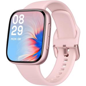 Smart Watch for Women Android & iPhone, 1.85" Ultra HD AMOLED Display,10 Day Battery, 3ATM Swimming Waterproof, Answer/Make Calls, Fitness/Heart Rate/Sleep Tracker/100 Sports, Pink