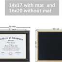DOAI ART Diploma Frame 14 x 17 with Mat Black Solid Wood Display Document/Certificate 16x20 without Mat and Picture 17x14 with Black Over Gold Mat | Wall Hangers,HD Glass,Mahogany
