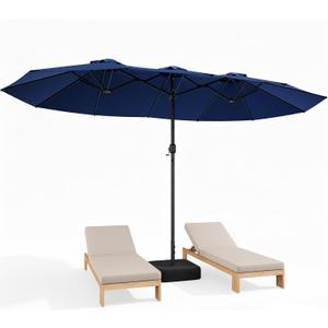 15FT Patio Umbrella with Heavy-Duty Base, Rectangle Umbrella Outdoor Patio with Crank, Large Outdoor Umbrella for Deck, Pool, Garden, Table, Lawn, Backyard