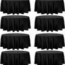 8 Pack Premium Round Tablecloth 108 Inch Round Table Covers Washable Polyester Fabric Round Table Clothes for Wedding Party Reception Banquet Buffet Restaurant (Black, 108 Inch)