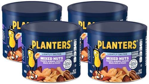 PLANTERS Lightly Salted Mix Nuts, Party Snacks, Plant-Based Protein, 10 Oz Canister (Pack of 3), Best Before 14 Jan 26